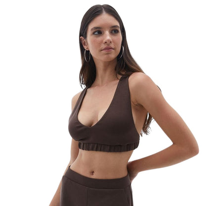 OXXO Womens Tops XS / Brown OXXO - Soft Touch Crop Singlet