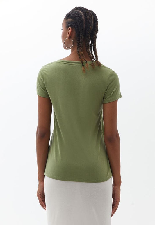 OXXO Womens Tops L / Green OXXO - Soft Touch V-neck Tshirt