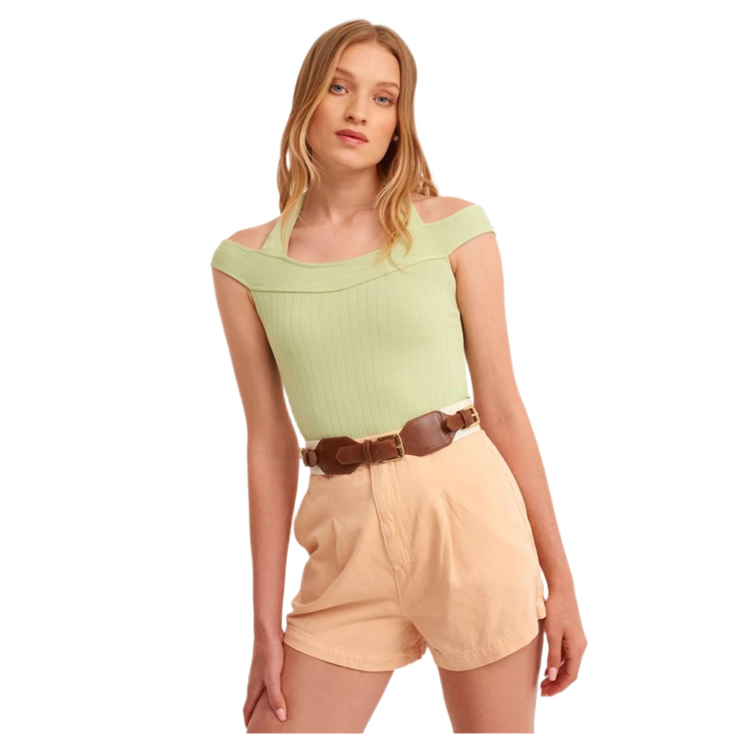 OXXO Womens Tops L / Green OXXO - Strap Detailed Undershirt