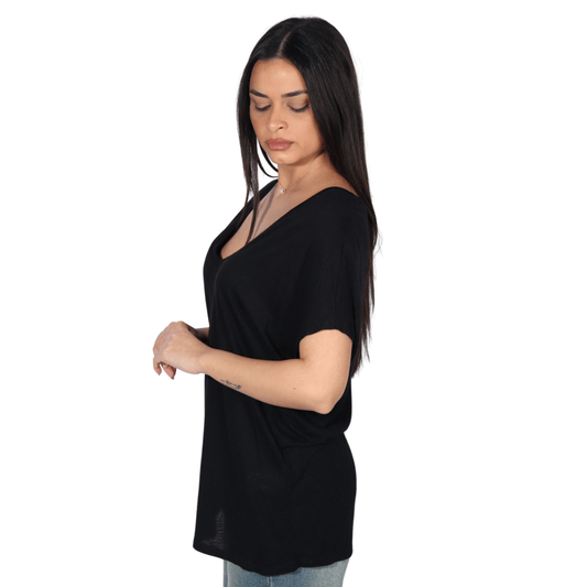 OXXO Womens Tops M / Black OXXO - V Neck Blouse