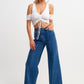 OXXO Womens Tops L / White OXXO - V-neck Crop Top with Gathered Details
