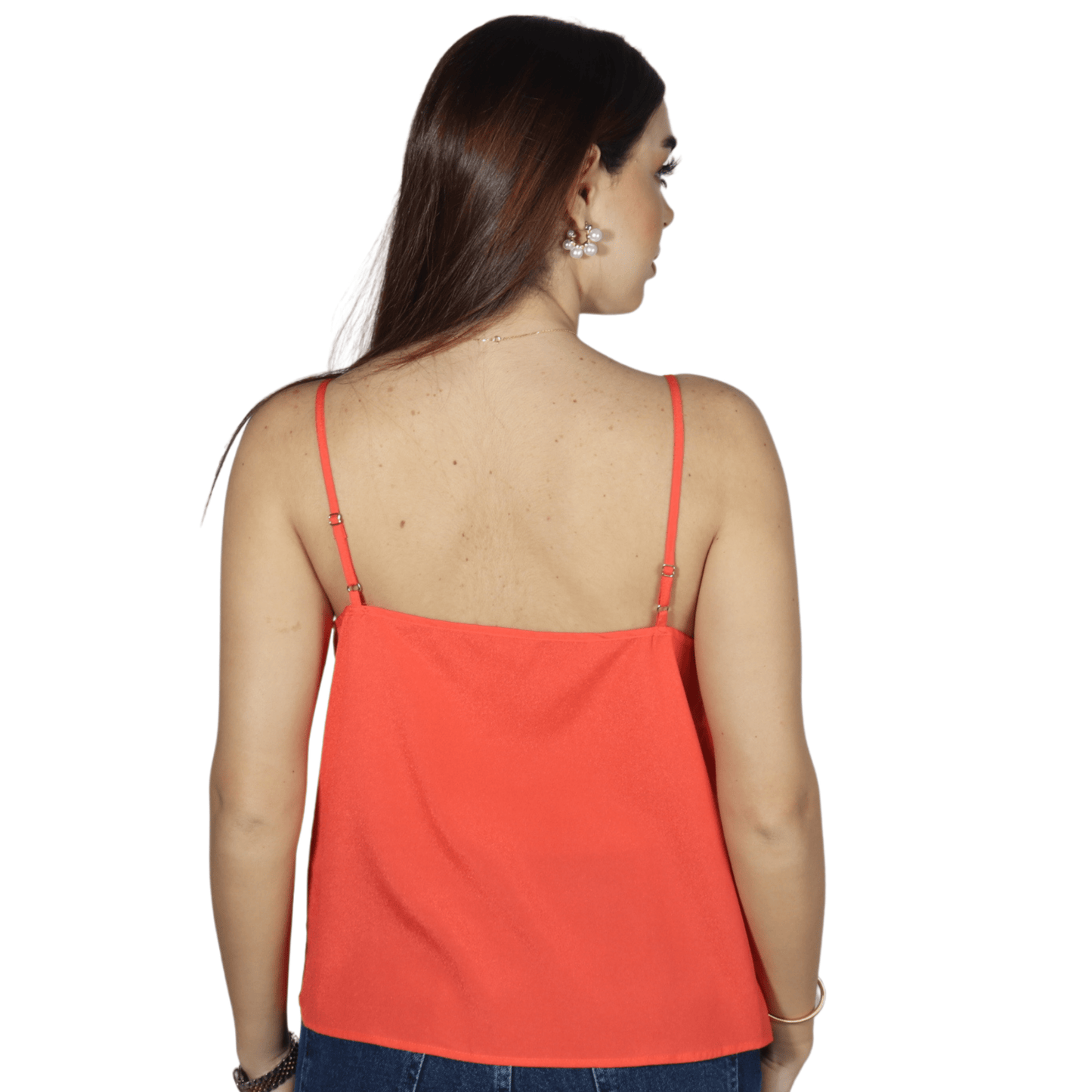 OXXO Womens Tops M / Orange OXXO - V Neck Sold Color Tank Top