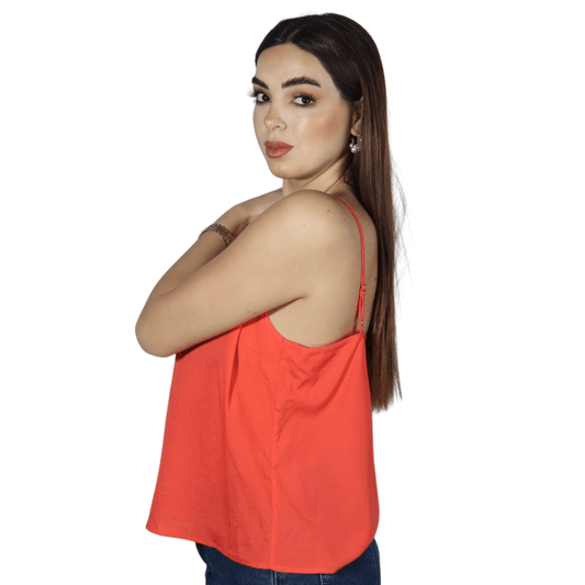 OXXO Womens Tops M / Orange OXXO - V Neck Sold Color Tank Top