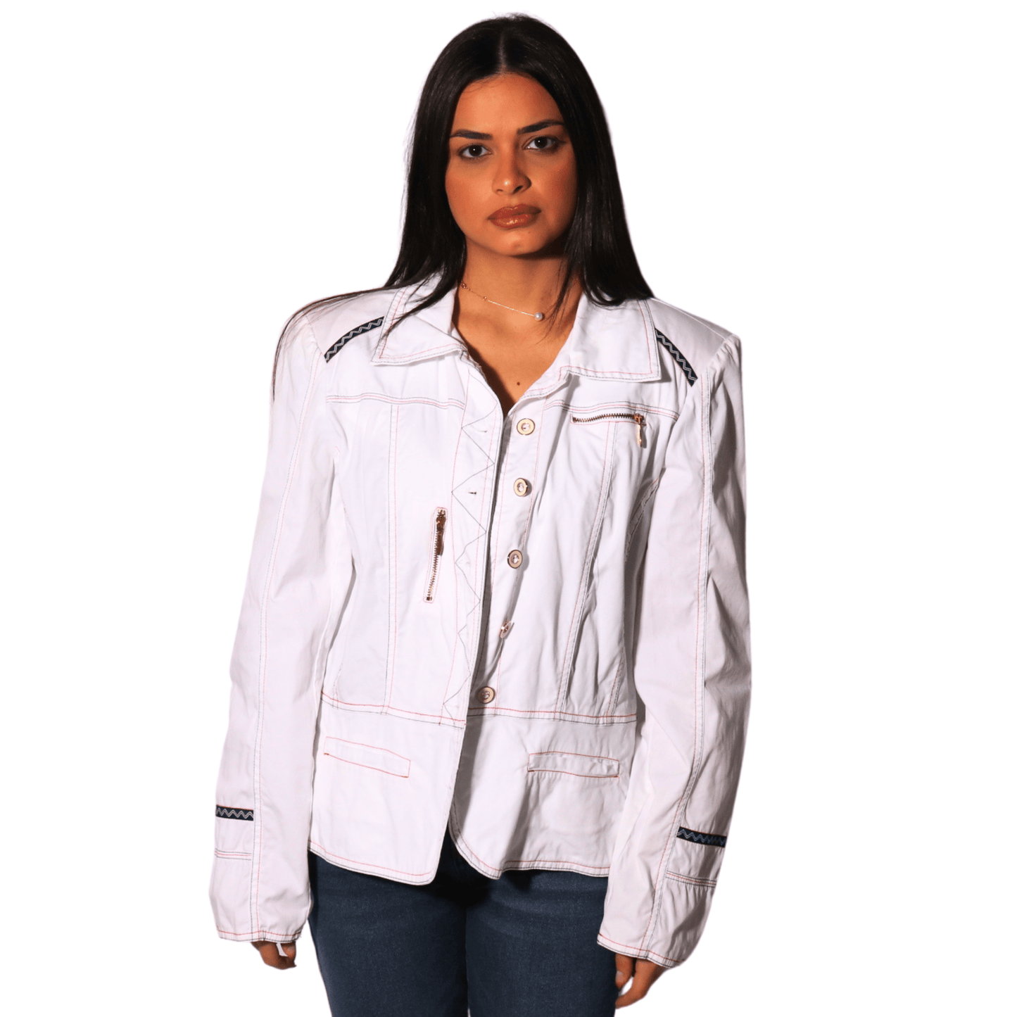 PAUL BRIAL Womens Jackets S / White PAUL BRIAL - Cotton solid jacket