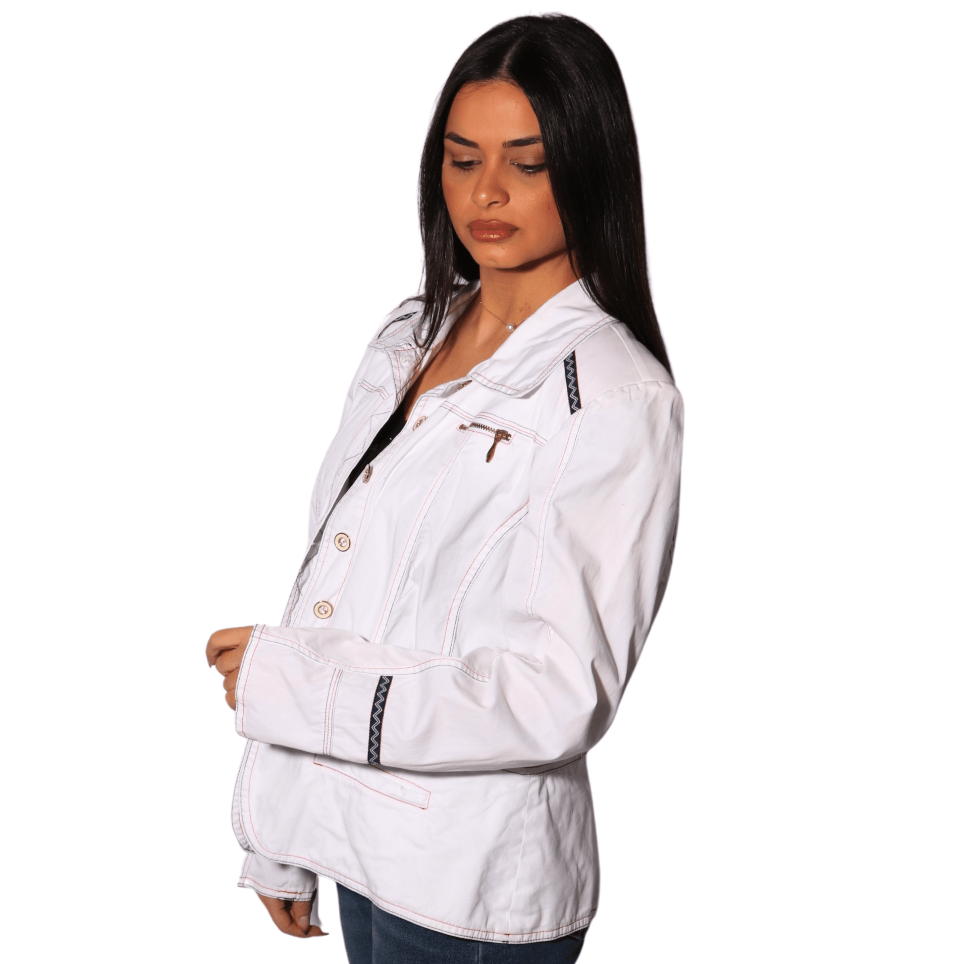 PAUL BRIAL Womens Jackets S / White PAUL BRIAL - Cotton solid jacket