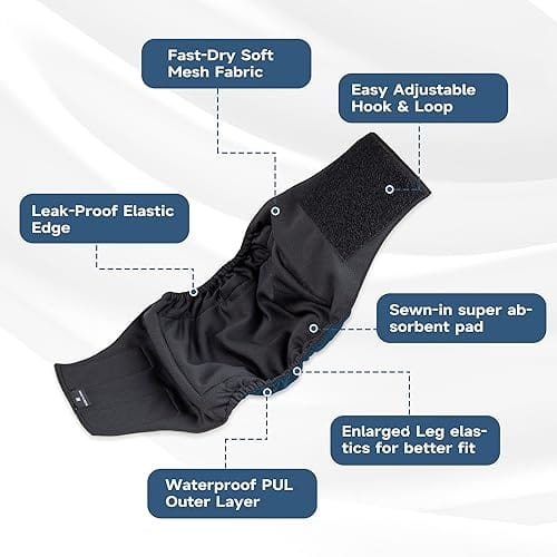 PAW LEGEND Pet Accessories M / Black PAW LEGEND - Washable Dog Belly Band Wrap Diapers