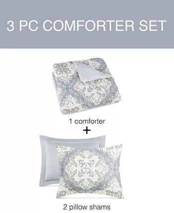 PEM AMERICA Comforter/Quilt/Duvet King / Multi-Color PEM AMERICA -Trinity 3-Pc. Reversible Medallion King Comforter Set