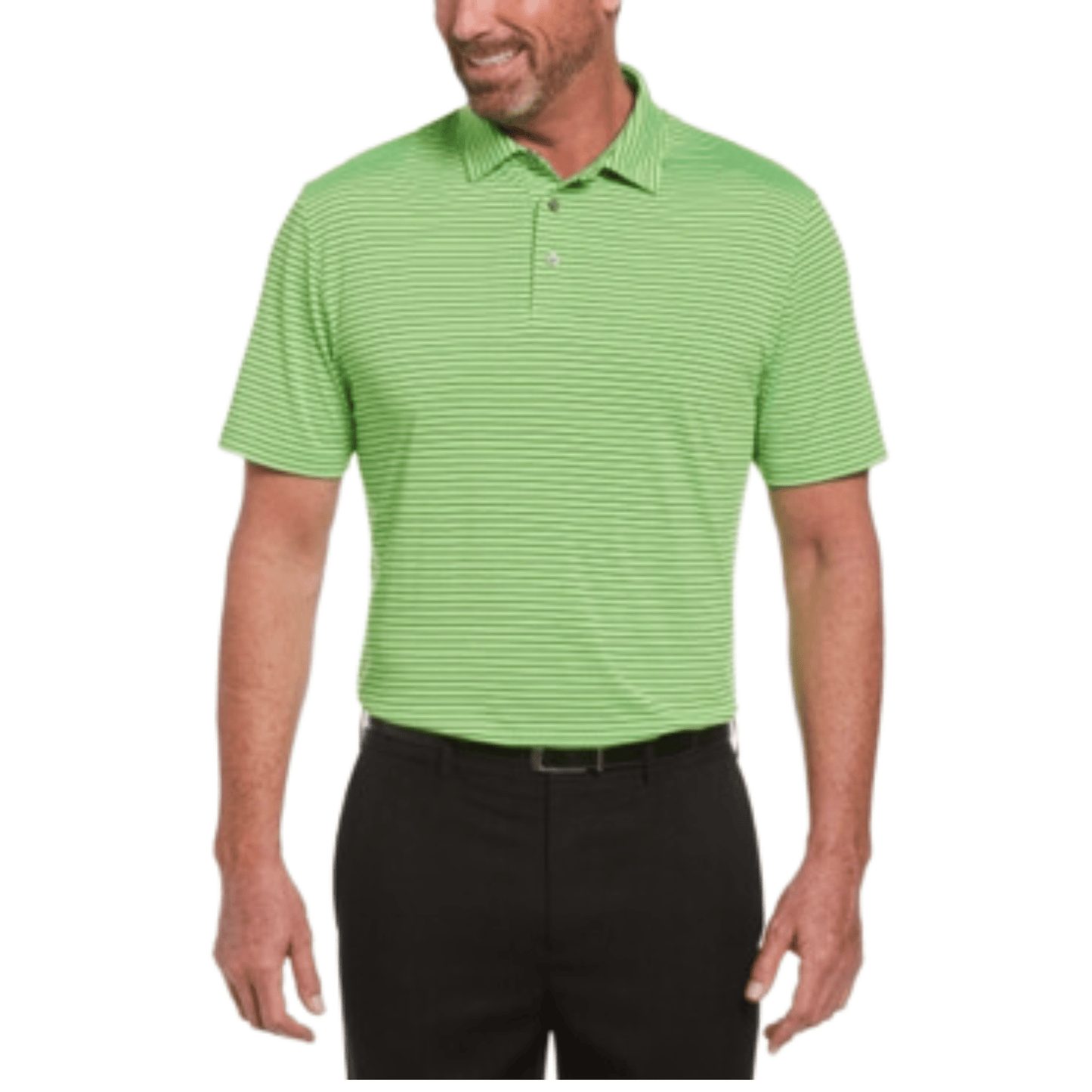 PGATOUR Mens Tops XL / Green PGATOUR -  Single Feeder Striped Polo Shirt