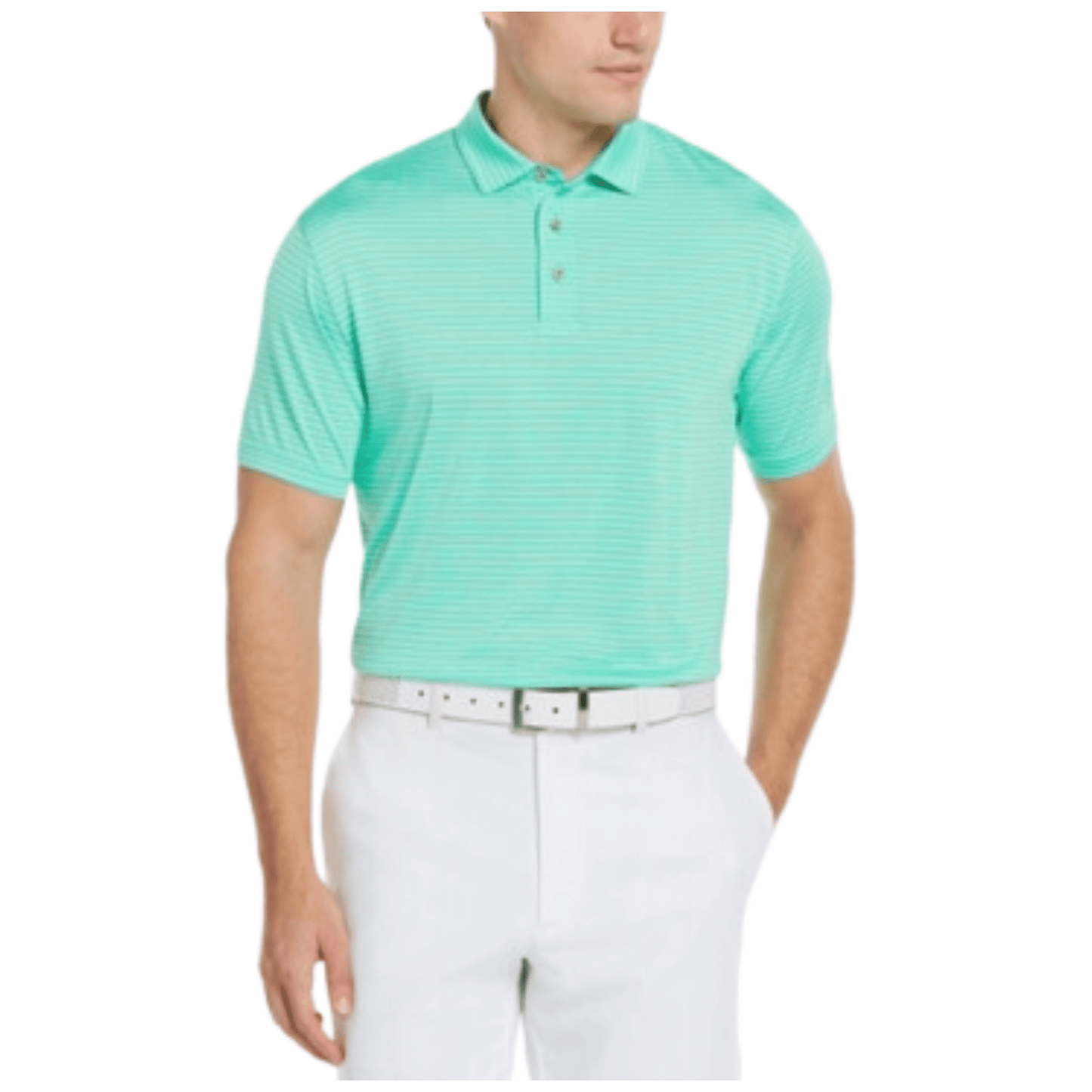 PGATOUR Mens Tops S / Green PGATOUR -  Striped Collared T-Shirt