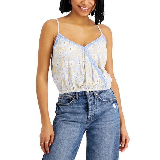 PLANET GOLD Womens Tops PLANET GOLD - Crochet Flower pattern Trim Top
