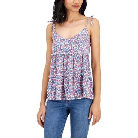 PLANET GOLD Womens Tops XS / Multi-Color PLANET GOLD - Floral print cute tank top