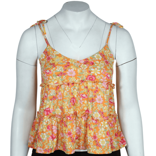 PLANET GOLD Womens Tops L / Multi-Color PLANET GOLD - Flower pattern tank top