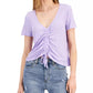 PLANET GOLD Womens Tops S / Purple PLANET GOLD - Short Sleeve Ruched Center Top