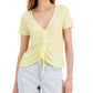 PLANET GOLD Womens Tops S / Yellow PLANET GOLD - Short Sleeve Ruched Center Top