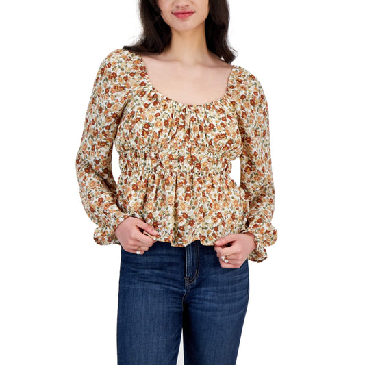 PLANET HEART Womens Tops S / Multi-Color PLANET HEART - Puffed-Sleeve Flower blouse