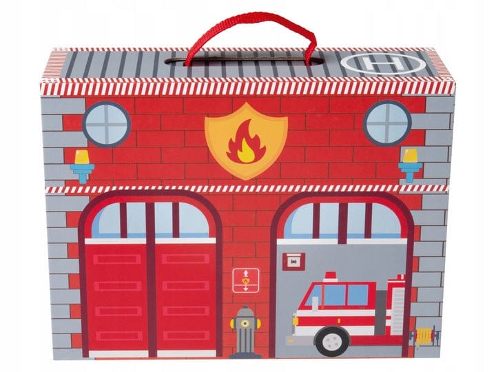 PLAYTIVE Toys PLAYTIVE - Suitcase Play Set Fire Brigade Wooden