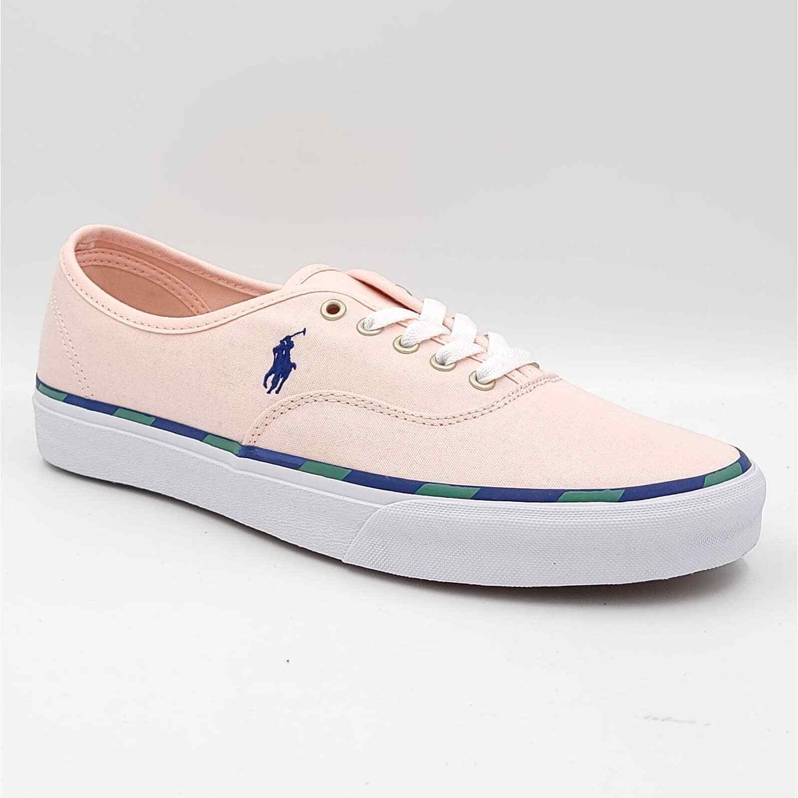 POLO Mens Shoes 43.5 / Pink POLO -  Keaton Leather-Trim Canvas Sneakers