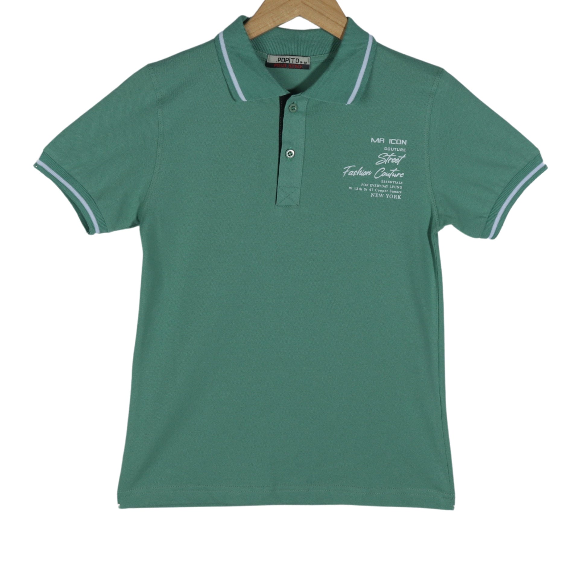 POPITO Boys Tops S / Green POPITO - KIDS - Printed Polo Style