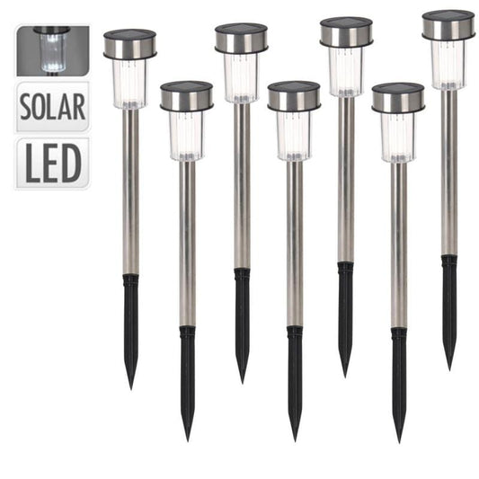 PROGARDN Garden Accessories PROGARDN - Borne Solar Stainless Steel Lamp Path Light 8 pieces