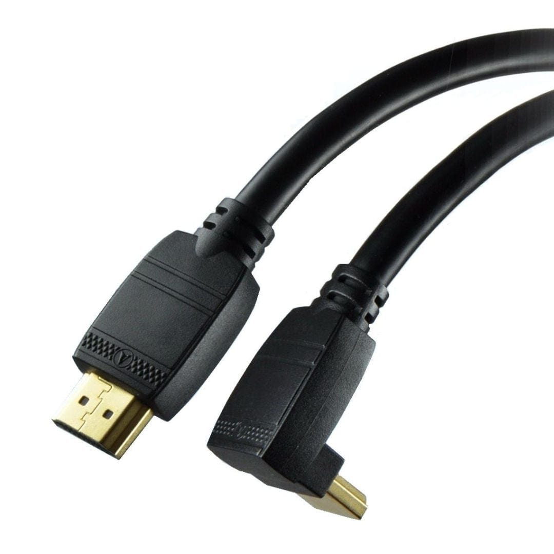 Provideolb HDMI Cables Conqueror HDMI Cable 4K High Speed Ethernet and Audio Gold Plated Connectors Angled Side 1.8 Meter Black - C46A