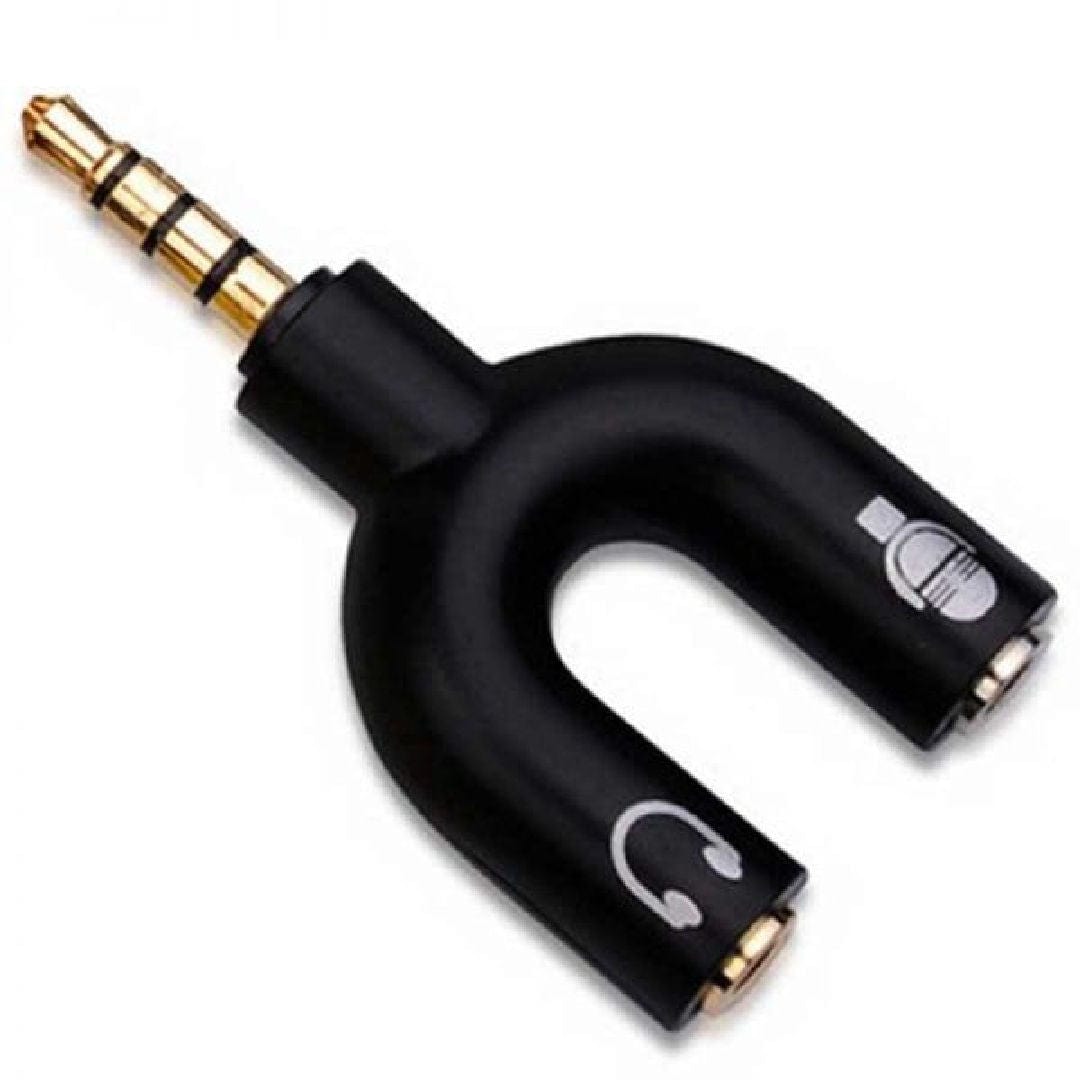 Provideolb Stereo Jack Cables Plug 3.5mm Audio Port with 4 Poles to Two 3.5mm Audio Port with 3 Poles Stereo Splitter Audio 1 Male to 2 Female Earphone U Shape Headset - P242