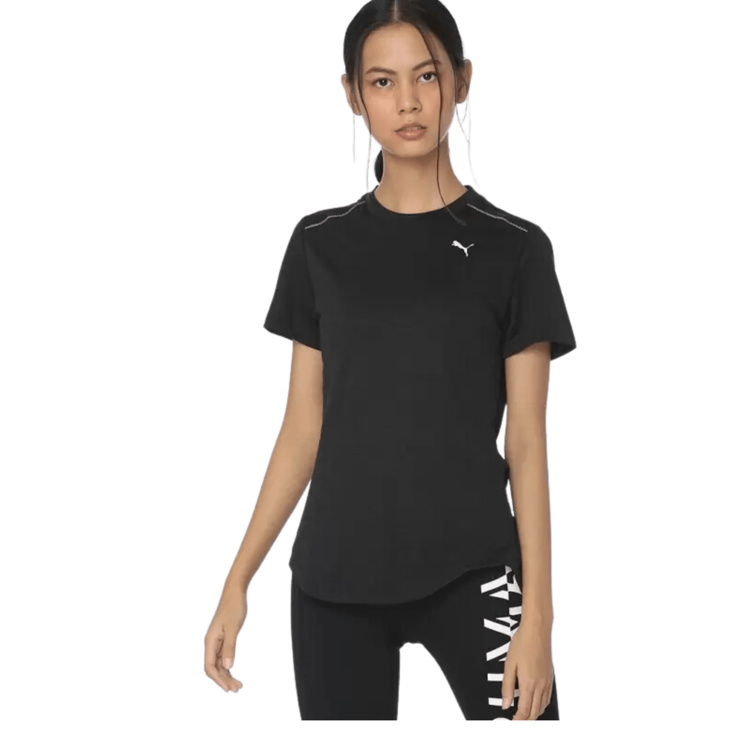 PUMA Womens sports S / Black PUMA - Tee Solid Round Neck Polyester