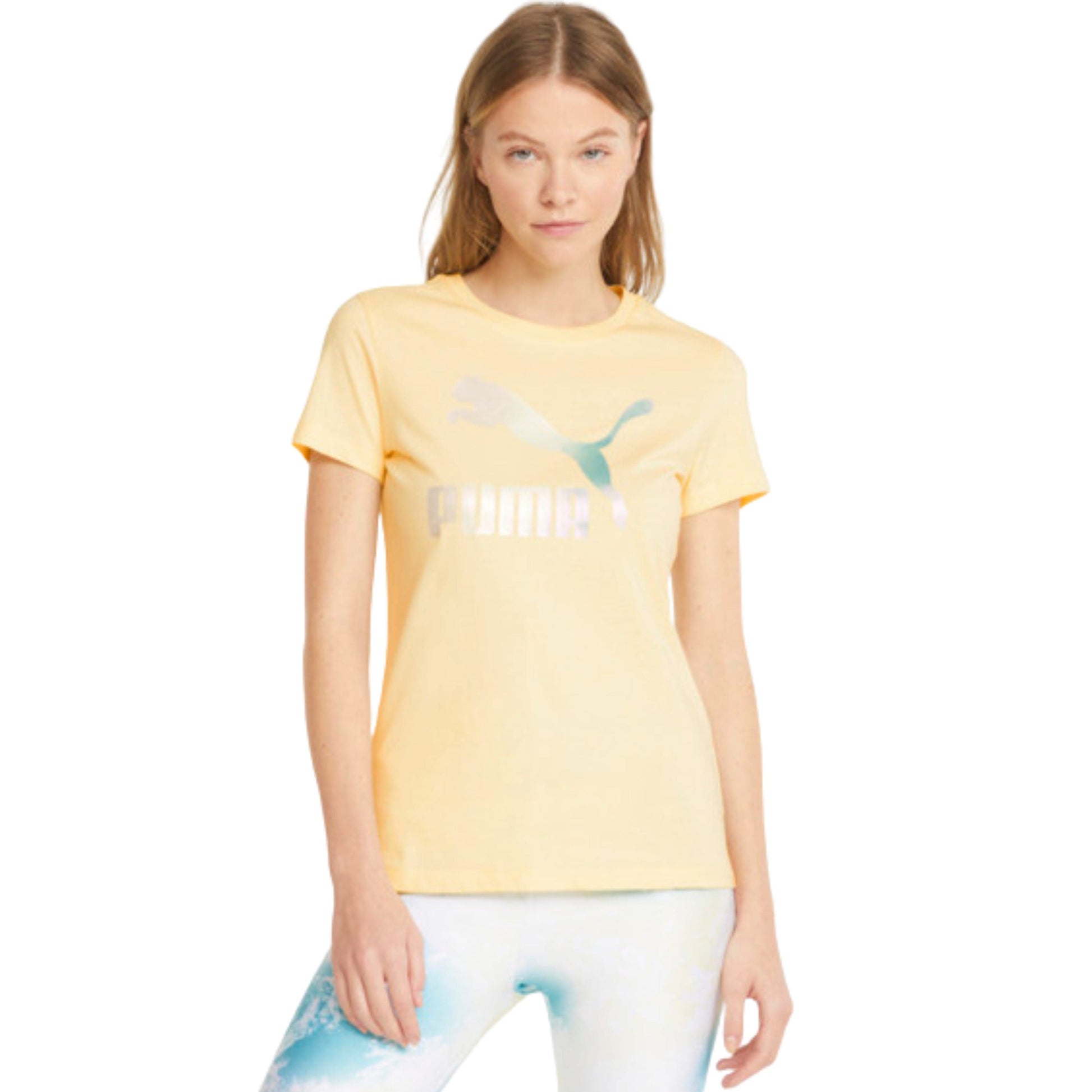 PUMA Womens Tops XS / Yellow PUMA - Crystal G. Cotton Graphic T-Shirt