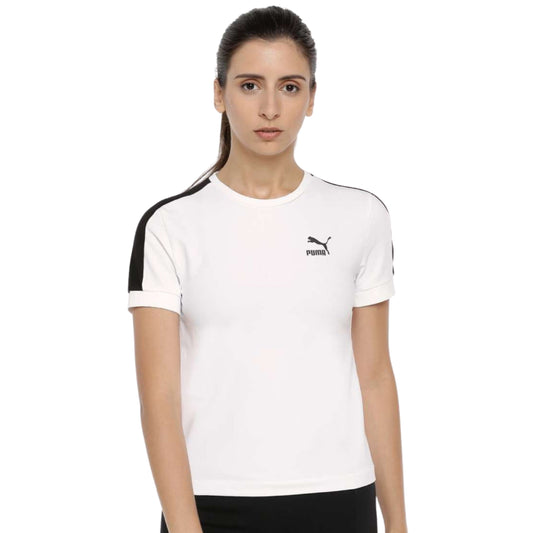 PUMA Womens Tops S / White PUMA - Round Neck Cropped T-Shirt & Chest Logo