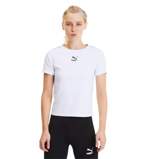 PUMA Womens Tops S / White PUMA - Striped Sleeves Tight Top