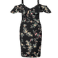 RACHEL ROY Womens Dress XXL / Black RACHEL ROY -  Cold Shoulder Floral MIDI Dress