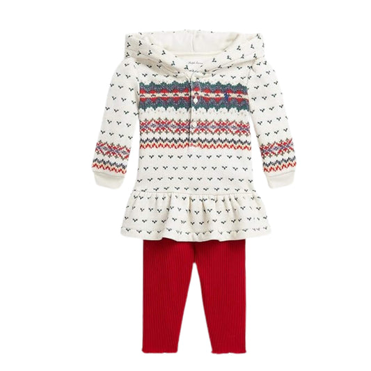 RALPH LAUREN Baby Girl 6 Month / Multi-Color RALPH LAUREN - BABY - Fair Isle Fleece Henley Shirt Leggings Set