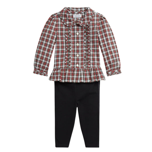 RALPH LAUREN Baby Girl RALPH LAUREN - BABY -  Plaid Poplin Shirt and Jersey Legging Set