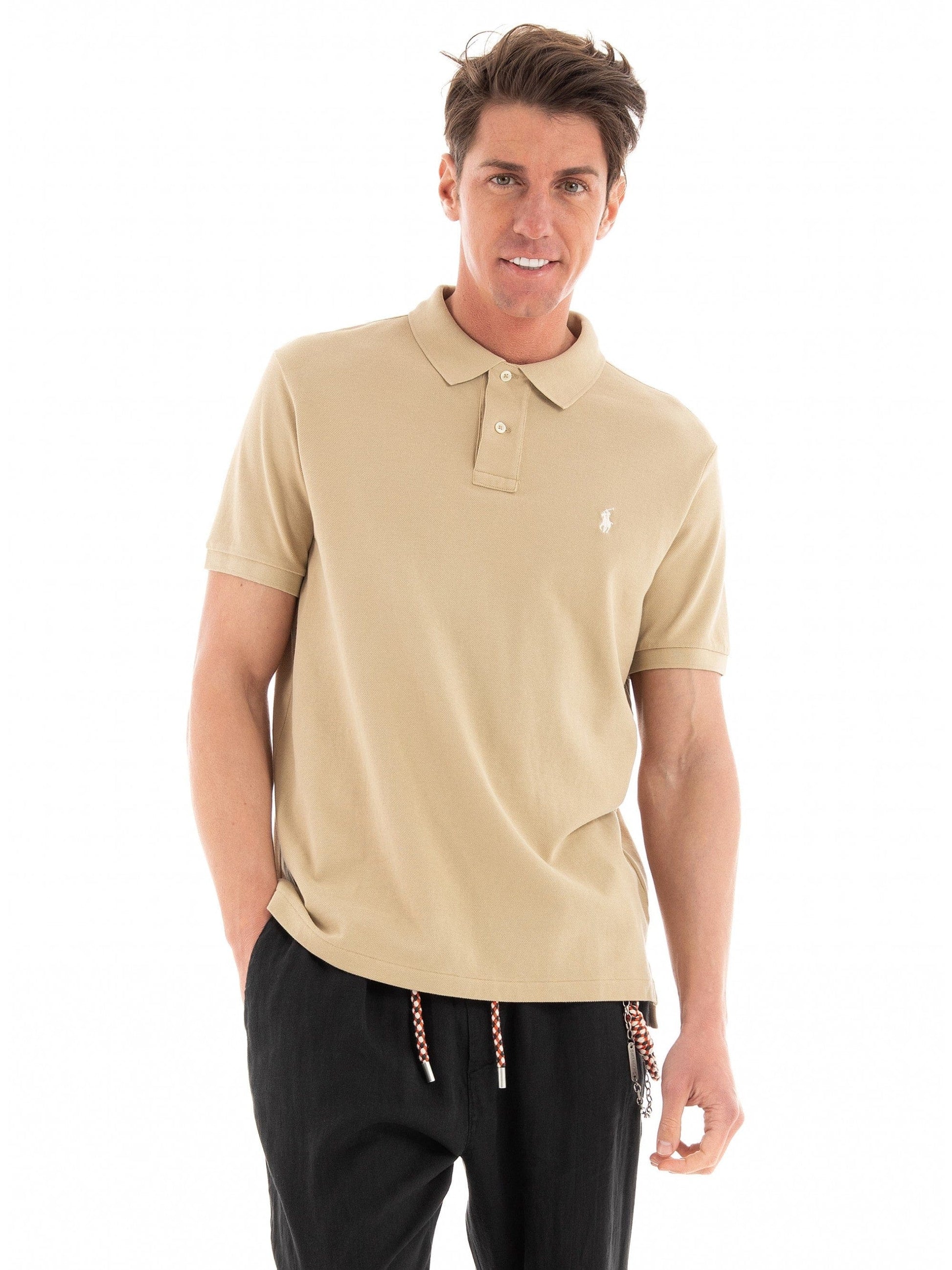 RALPH LAUREN Mens Tops L / Beige RALPH LAUREN - Classic-Fit Mesh Polo