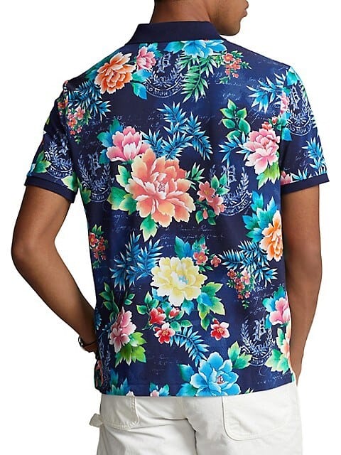 RALPH LAUREN Mens Tops M / Multi-Color RALPH LAUREN - Floral-Print Mesh Polo Shirt