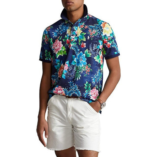 RALPH LAUREN Mens Tops M / Multi-Color RALPH LAUREN - Floral-Print Mesh Polo Shirt