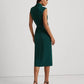 RALPH LAUREN Womens Dress XL / Green RALPH LAUREN - Belted Jersey Mockneck Dress