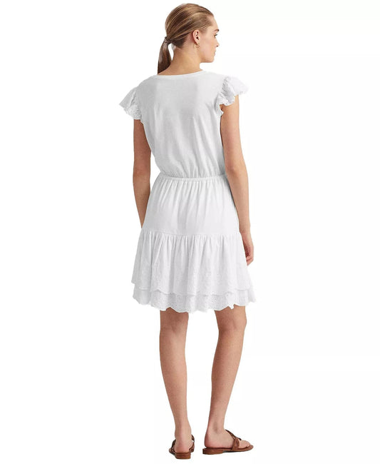 RALPH LAUREN Womens Dress L / White RALPH LAUREN - Flutter Sleeve Dress