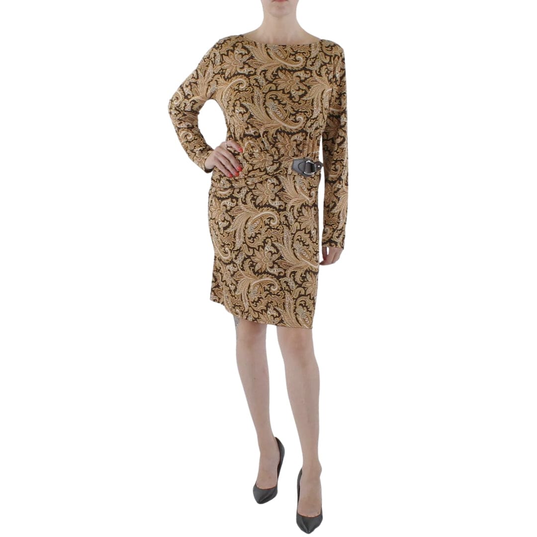 RALPH LAUREN Womens Dress XXL / Brown RALPH LAUREN - Paisley Knee Sheath Dress