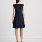 RALPH LAUREN Womens Dress L / Navy RALPH LAUREN - Scoopneck Knee-Length Fit & Flare Dress
