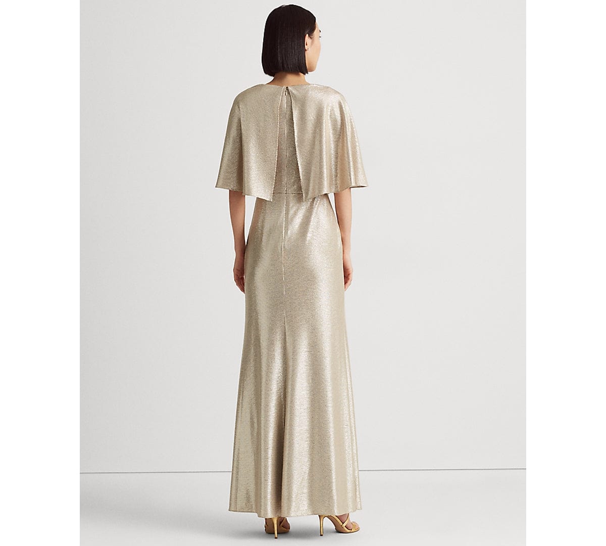 RALPH LAUREN Womens Dress RALPH LAUREN - Women's Twist-Front Cape-Overlay Evening Dress