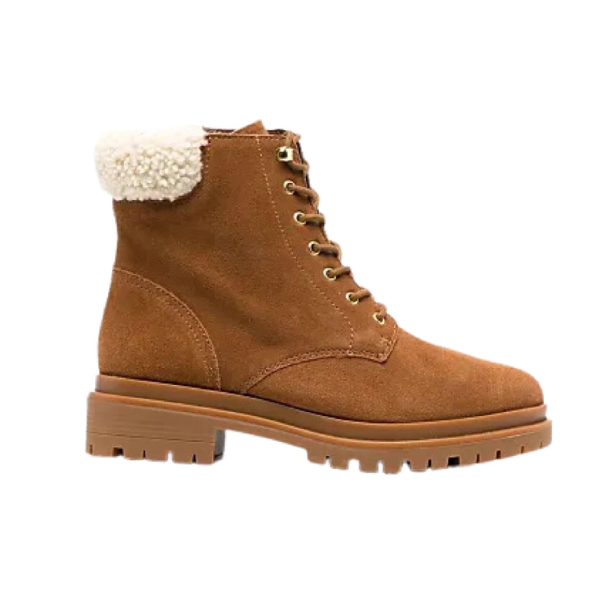 RALPH LAUREN Womens Shoes RALPH LAUREN - Suede Shearling Combat & Lace-up Boots