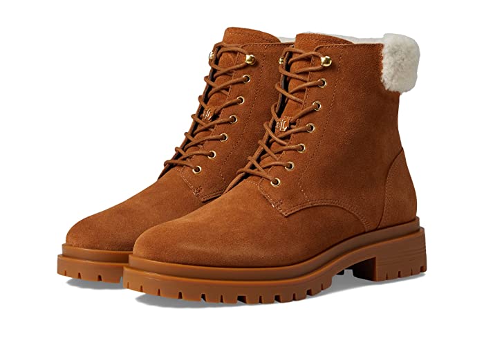 RALPH LAUREN Womens Shoes RALPH LAUREN - Suede Shearling Combat & Lace-up Boots