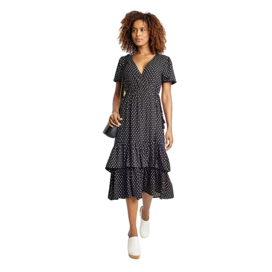 KNOX ROSE -  Short Sleeve Tiered Casual Midi Dress Side Tie