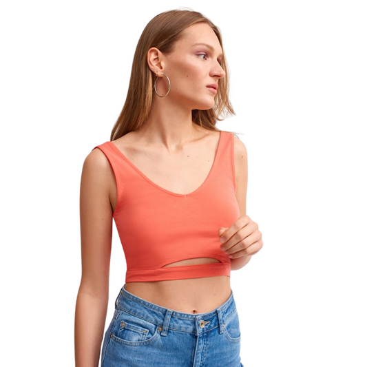 OXXO - V Neck Cotton Crop Tank Top