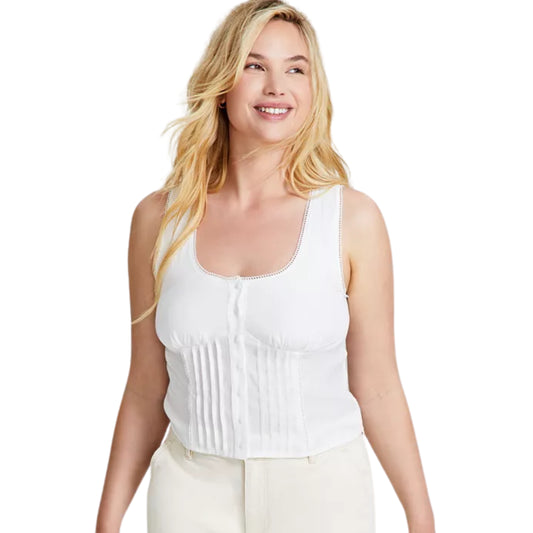 AND NOW THIS - Button Front Scoop-Neck Sleeveless  Tank Top
