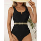 SHEIN -  Geo Graphic  One Piece V-Neck Swimsuit