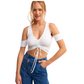 OXXO - V-neck Crop Top with Gathered Details