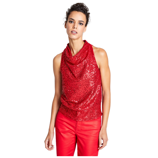 INC INTERNATIONAL CONCEPTS -  Sequin Shine Halter Top