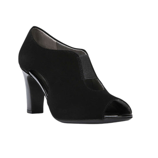 LIFESTRIDE - Faux Leather Round Toe Peep-Toe Heels