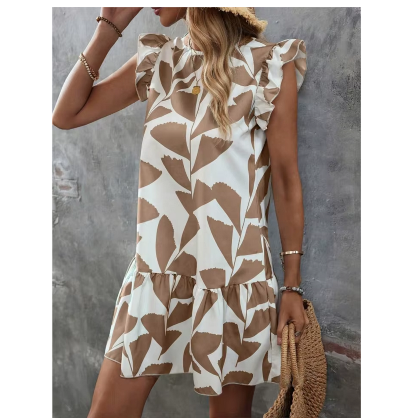 SHEIN - Ruffle Printed Short Dress